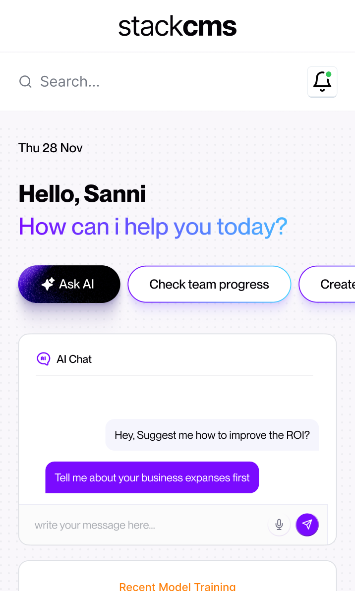 Helo.ai mobile dashboard view